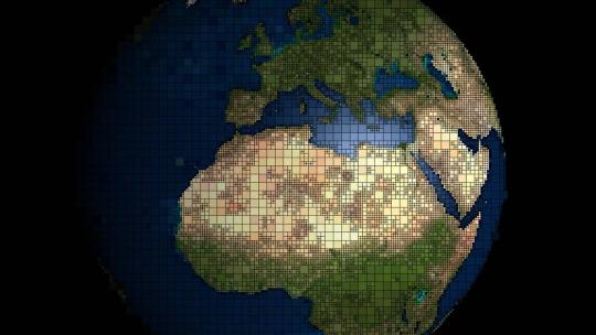 El mundo interconectado por el comercio internacional, desde el espacio donde se ven las regiones cercanas al Mediterráneo.
