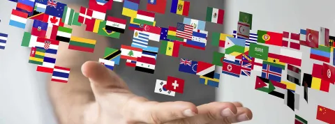 Banderas de países. Comercio internacional.