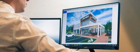 Animador 3D prepara motion graphics.